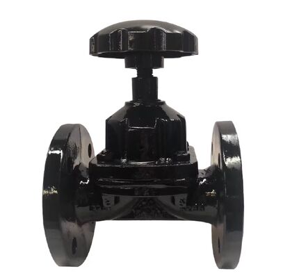 ANSI Class 150 Flanged Diaphragm Valve with Cast Iron Body and Rubber Lining for Industrial Control